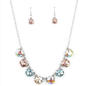 NEW iridescent rhinestone necklace with free earrings